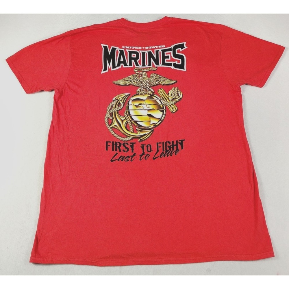 Black Ink Marines Shirt Mens XL Red First To Fight USMC Patriotic Military Tee